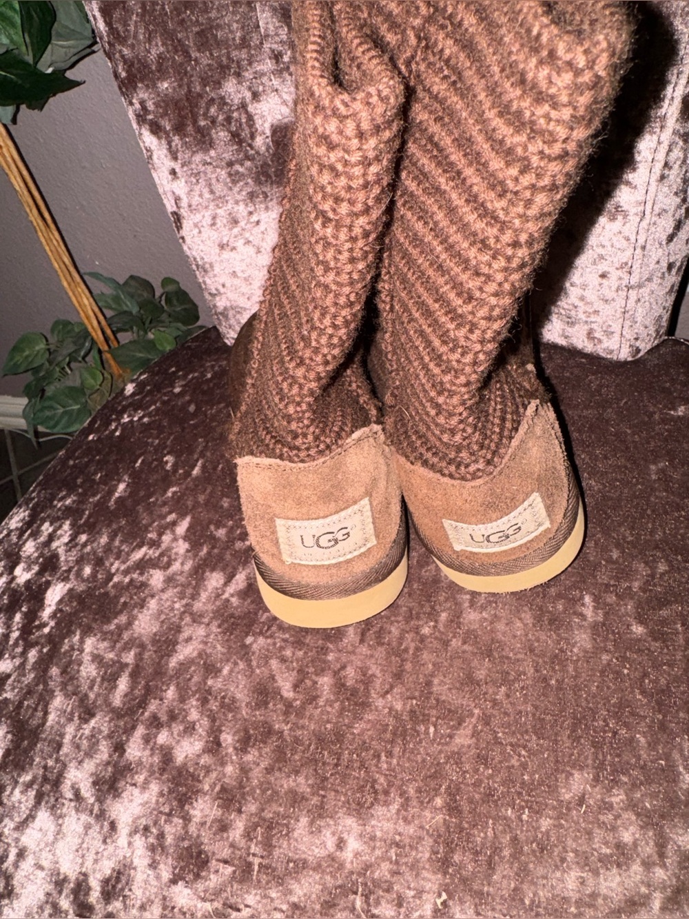 UGG Brown Knit Ankle Booties